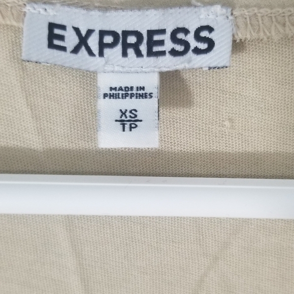 Express Tan & Silver Sequinned Womens Blouse. Size XS. Flashy Night Out Top EUC - Picture 4 of 6